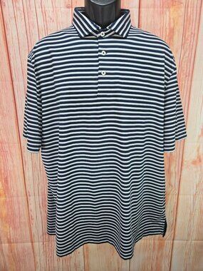 RLX Ralph Lauren Mens Navy-White Striped Polo XL